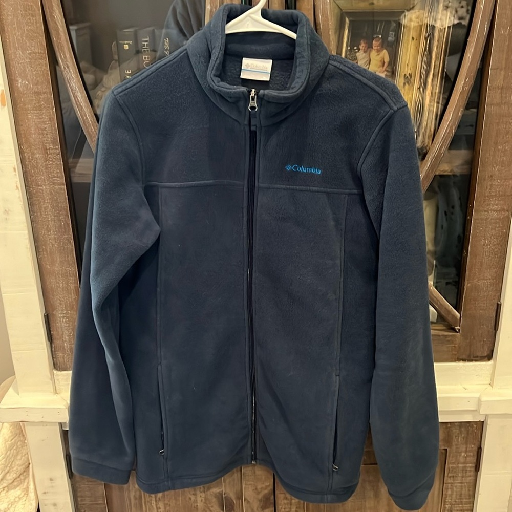Boys xl Columbia zip up fleece jacket navy blue